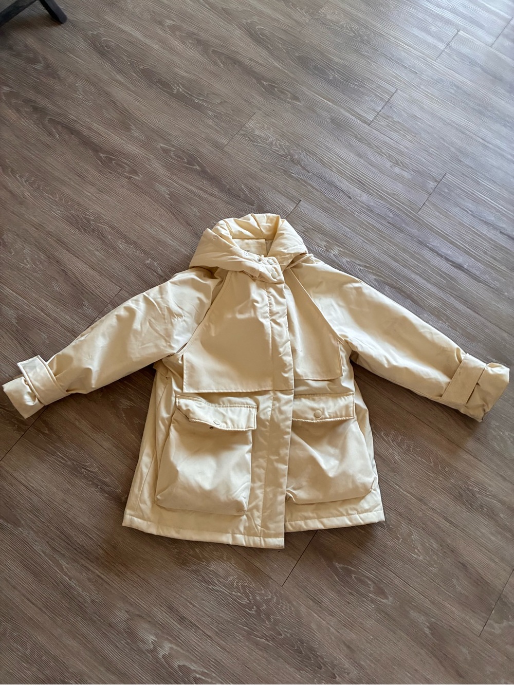 NAP Cream Hooded Puffer Jacket - Quilted Winter Coat